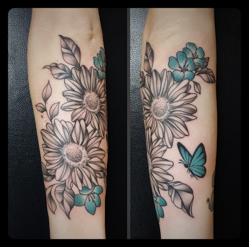 Explore fire and water tattoo ideas, creative tattoo ideas in Great Falls, available at Sparrows and Arrows Tattoo