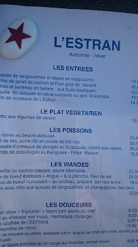 Restaurant L'Estran de l'Île à Île-Tudy (le menu)