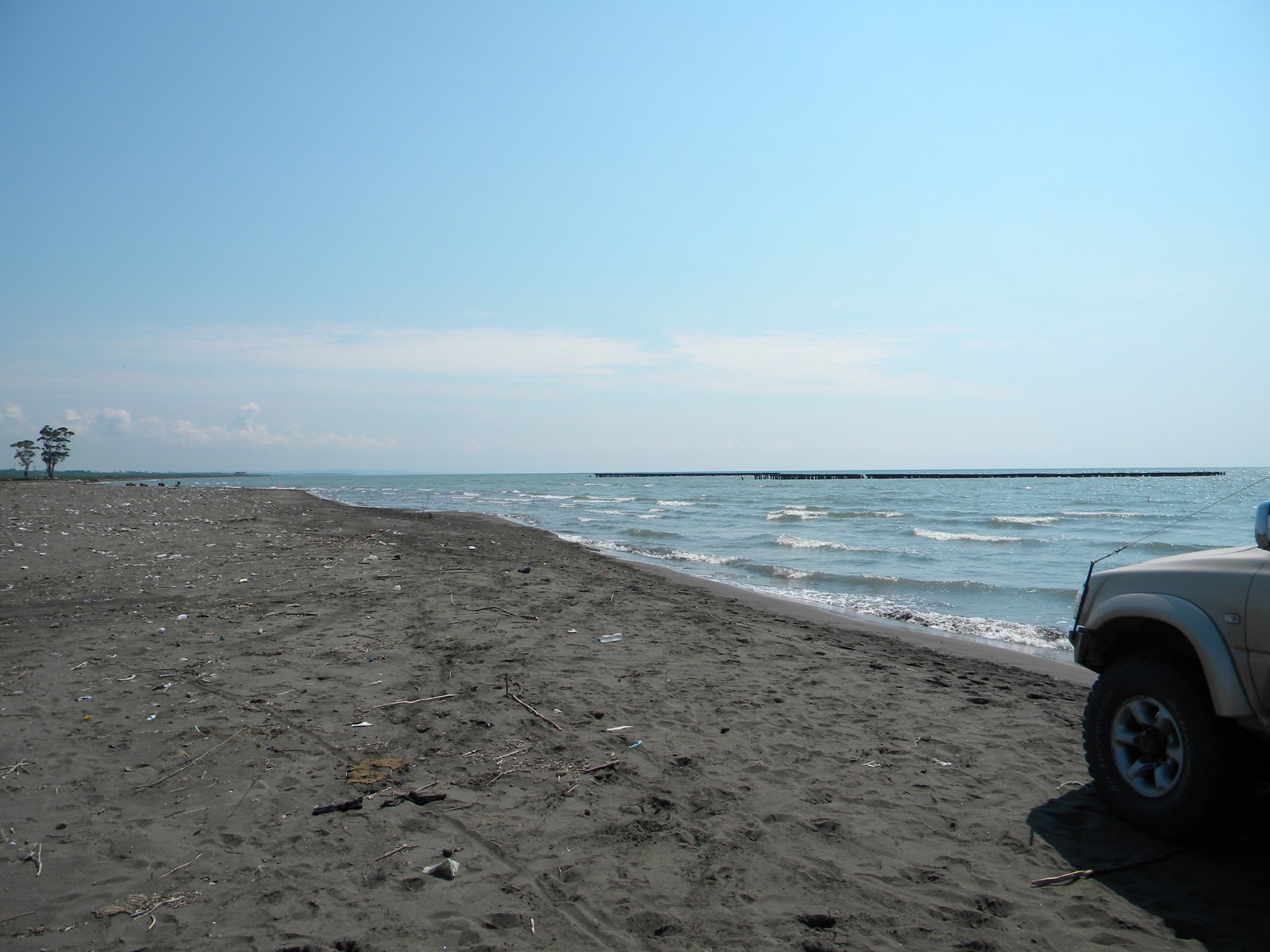 Fotografija Poti beach z črni pesek površino