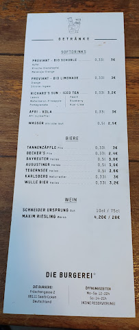 Die Burgerei à Saarbrücken menu