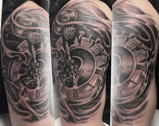 Explore inner bicep tattoo ideas for men, creative tattoo ideas in Berlin, available at Valhalla Artworks