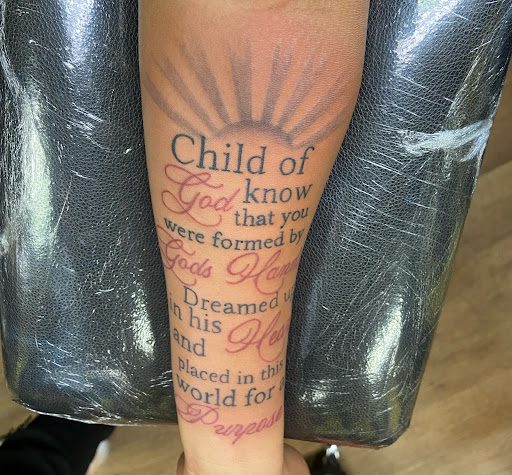 Explore infinity name tattoo ideas, creative tattoo ideas in Roanoke, available at Black Caesar Tattoos & Piercings