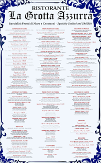 Menu du Ristorante La Grotta Azzurra Taormina à Taormina