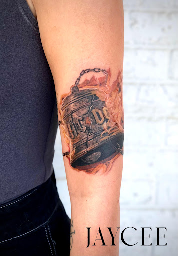 Explore dog sleeve tattoo ideas, creative tattoo ideas in Pendleton, available at Just Another Hole in the Wall Tattoo