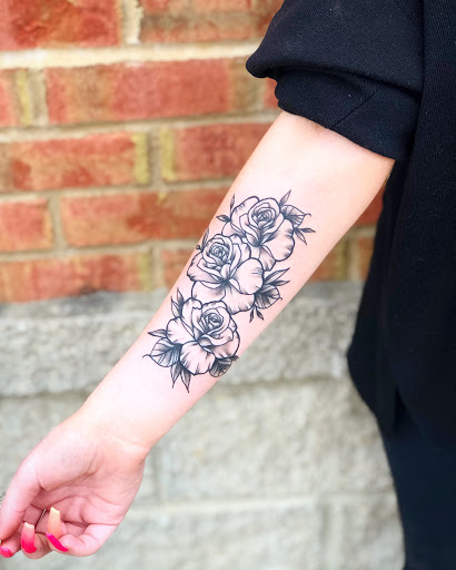 Explore griffin tattoo ideas, creative tattoo ideas in Batavia, available at The Pretty Pin-Up Tattoo Parlor