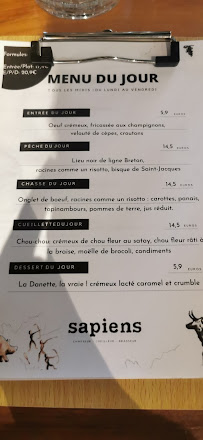 Restaurant Sapiens La Cité à Toulouse carte