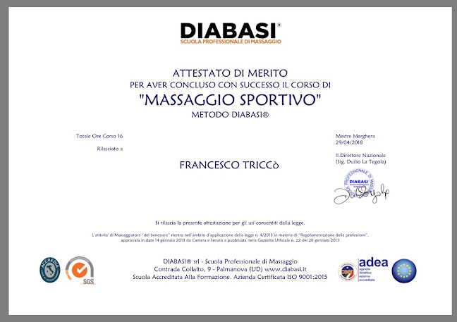 Francesco Triccò - Massaggi Professionali - Massagio-terapista
