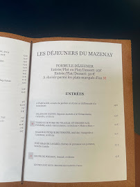 Restaurant français Le MaZenay à Paris (la carte)