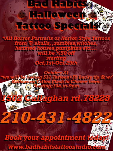Tattoo Shop «Bad Habits Tattoo Studio», reviews and photos, 1502 Callaghan Rd, San Antonio, TX 78228, USA