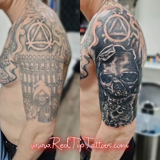 Explore army veteran tattoo ideas, creative tattoo ideas in Springfield, available at Red Tip Tattoos