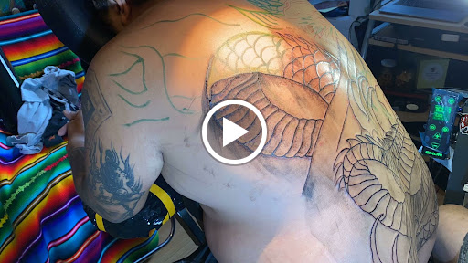 Explore tattoo ideas black and white, creative tattoo ideas in Ridgewood, available at Cosmic Wizard Tattoo & 3DUV Gallery