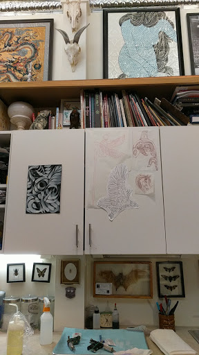 Explore lower leg tattoo ideas, creative tattoo ideas in Jamaica Plain, available at Fat Rams Pumpkin Tattoo