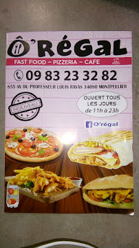 Ô'Régal - FastFood Pizzeria Café à Montpellier carte