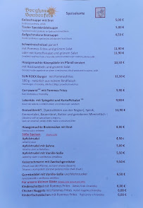Menu / carte de Berghaus Sonnenfels à Bayerisch Eisenstein
