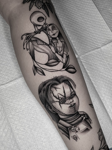 Explore wednesday tattoo ideas, creative tattoo ideas in Corona, available at Crop Circles Tattoo Studio