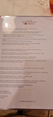 Menu / carte de Ristorante L'Assaggio à San Pantaleo