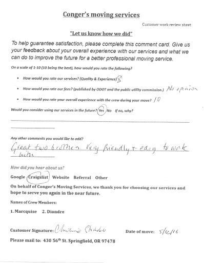 Moving and Storage Service «Congers Moving Services ODOT#165666», reviews and photos, 430 56th St, Springfield, OR 97478, USA