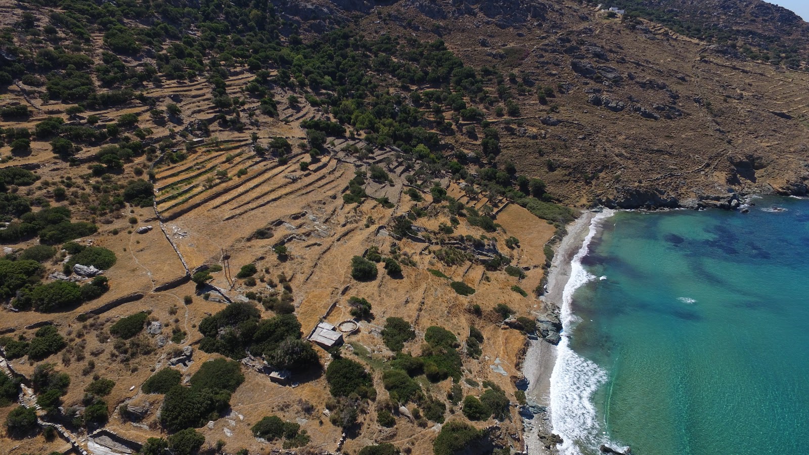 Foto van Paralia Paleopolis met turquoise puur water oppervlakte