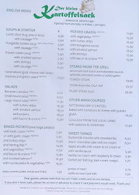 Menu du Der kleine Kartoffelsack à Mittenwald