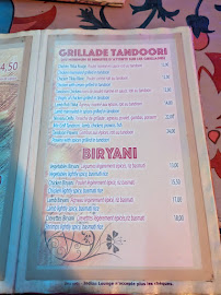 INDIAN LOUNGE à Nice menu