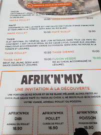 Restaurant africain Afrik'N'Fusion à Villetaneuse (la carte)