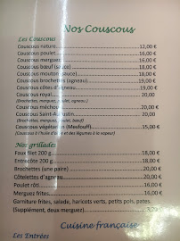 Menu du Restaurant Couscous Grillades à Massy