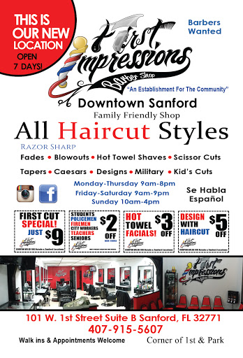 Barber Shop «First Impressions Barbershop», reviews and photos, 101 W 1st St B, Sanford, FL 32771, USA