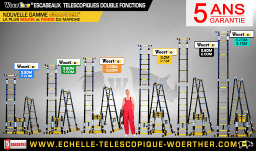 Woerther N°1 de l'échelle télescopique - Garantie 5 ans - CHÈQUE CADEAU  WOERTHER 1000 EUROS