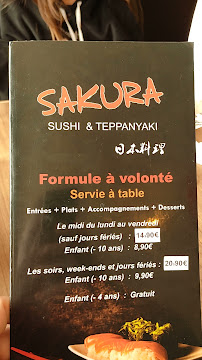 Sakura à Mont-de-Marsan menu