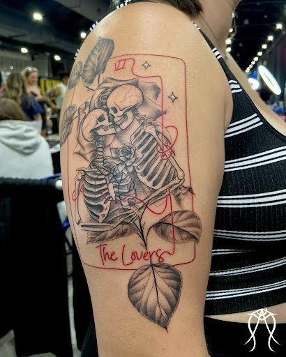 Explore colorful flower tattoo ideas, creative tattoo ideas in Scipio Center, available at Ace of Wands Private Tattoo & Tarot Studio . Appointment Only