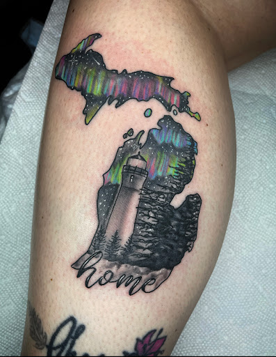 Explore simple line tattoo ideas, creative tattoo ideas in Lakeview, available at Backwoods Tattoo Studio