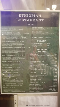 Menu / carte de Restaurant Ethiopien à Rennes