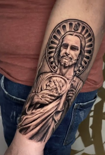 Explore police tattoo ideas, creative tattoo ideas in San Antonio, available at Firme Copias Tattoo Studio