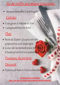 Menu / carte de La devise à Neufchâtel-Hardelot