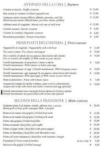 Menu du Osteria La Nuova Dispensa à Alberese