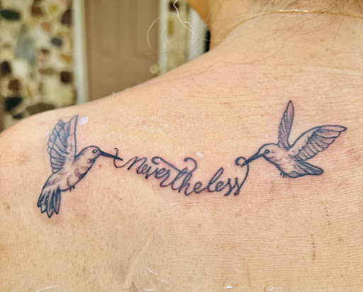 Explore half sleeve cover up tattoo ideas, creative tattoo ideas in Marshfield, available at Out of the Blue Tattoo