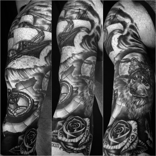 Explore leg tattoo ideas for men, creative tattoo ideas in Santa Rosa, available at Eternal Art Tattoo Gallery