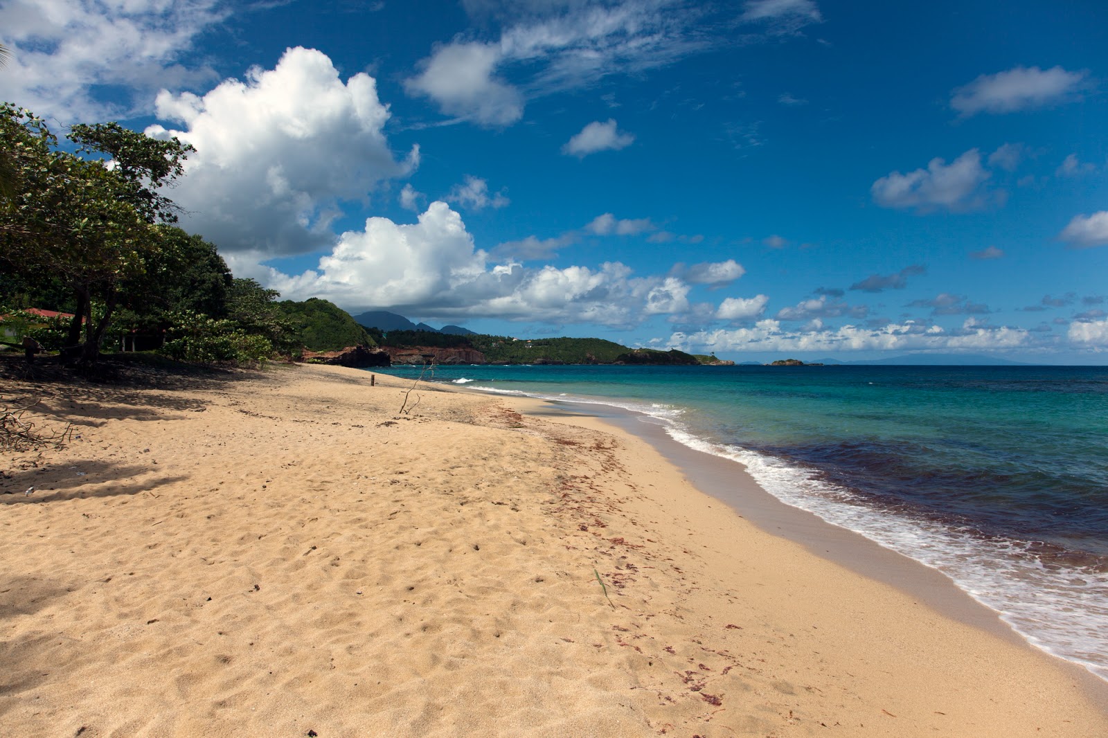 Foto di La Taile Bay Beach con una superficie del sabbia marrone