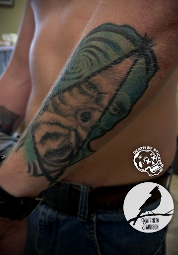 Explore afro samurai tattoo ideas, creative tattoo ideas in Nashville, available at RedBird Tattoo