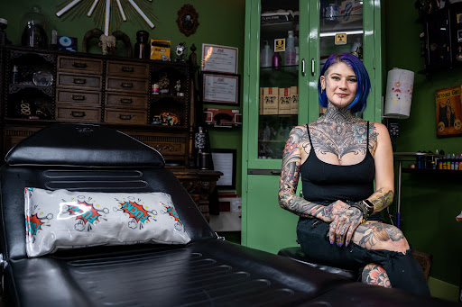 Explore deer antler tattoo ideas, creative tattoo ideas in Savannah, available at Tramp Art Studios