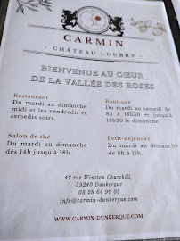 Menu / carte de CARMİN Château Loubry à Dunkerque