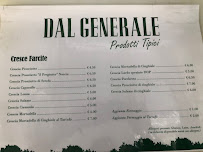 Menu du Dal Generale prodotti tipici Eugubini à Gubbio