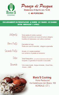 Home Restaurant Maria's Cooking solo su prenotazione 24 ore prima à Acireale carte