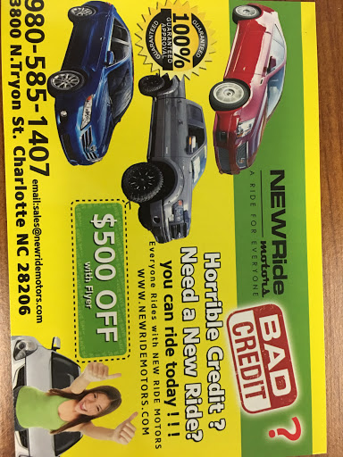 Used Car Dealer «NEW RIDE MOTORS», reviews and photos, 3800 N Tryon St, Charlotte, NC 28206, USA