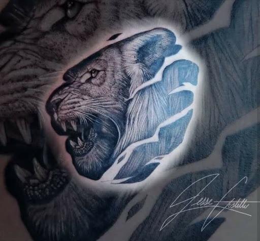 Explore biblical hellscape sleeve tattoo ideas, creative tattoo ideas in Fort Pierce, available at Goodfellas Tattoo & Body Piercing