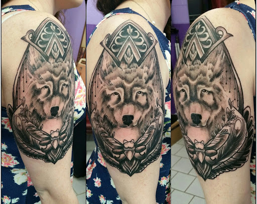 Explore chest tattoos ideas, creative tattoo ideas in Vinton, available at Cherry Bomb Tattoo and piercing