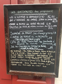 Les Bacchantes à Paris menu