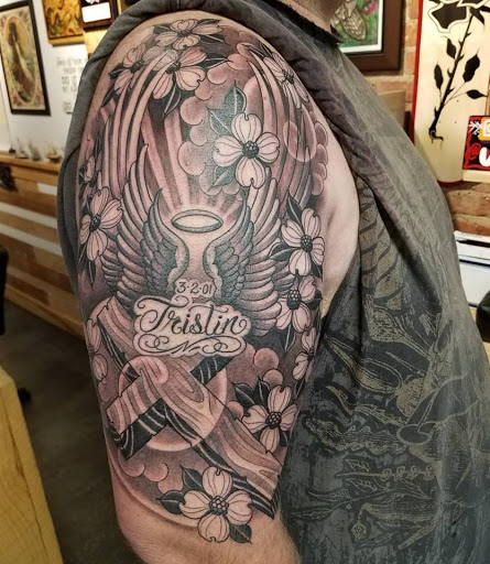 Explore skull forearm tattoo ideas, creative tattoo ideas in Dunn, available at Heart and Hammer Tattoo Co.