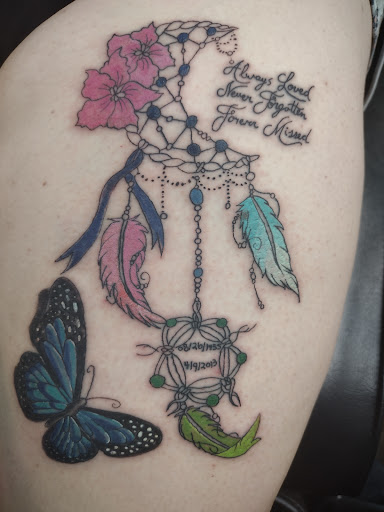 Explore fishing tattoo ideas for females, creative tattoo ideas in Muscatine, available at The Sapphire Lounge