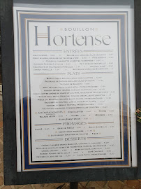 Restaurant français Bouillon Hortense à Biarritz (la carte)
